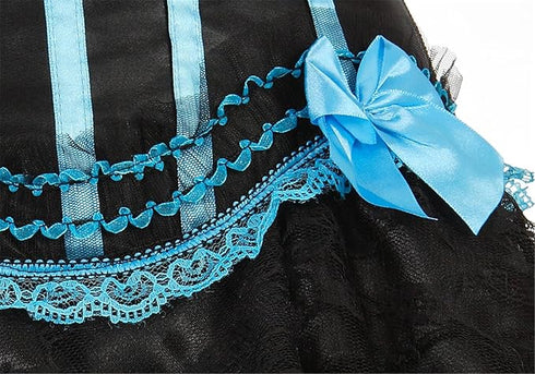 Stripe Bowknot Satin Lace Trim Bodice Overbust Corset