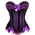 Stripe Bowknot Satin Lace Trim Bodice Overbust Corset