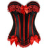 Stripe Bowknot Satin Lace Trim Bodice Overbust Corset