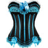 Stripe Bowknot Satin Lace Trim Bodice Overbust Corset