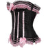 Stripe Bowknot Satin Lace Trim Bodice Overbust Corset