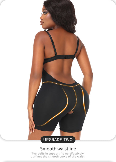 V Neck Bodysuit for Women Tummy Control Body Shaper Slimming Jumpsuit Built in Bra