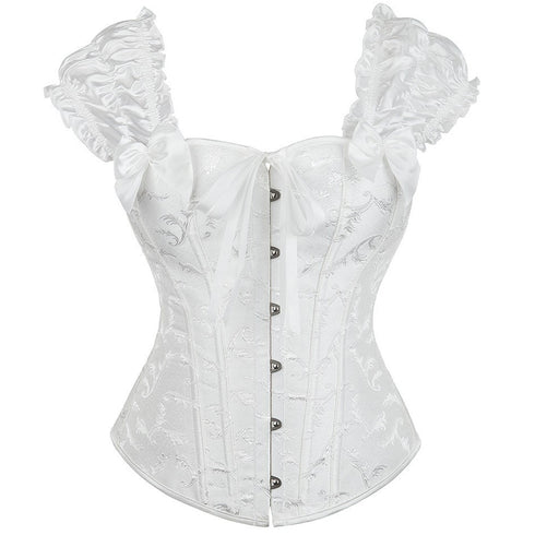 Victorian Classic Decent princess Embroidery Overbust Corset With Pleated Sleeves
