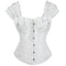 Victorian Classic Decent princess Embroidery Overbust Corset With Pleated Sleeves