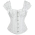Victorian Classic Decent princess Embroidery Overbust Corset With Pleated Sleeves
