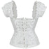 Victorian Classic Decent princess Embroidery Overbust Corset With Pleated Sleeves