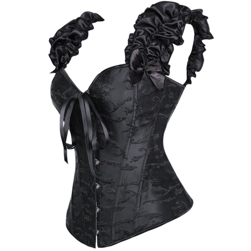 Victorian Classic Decent princess Embroidery Overbust Corset With Pleated Sleeves