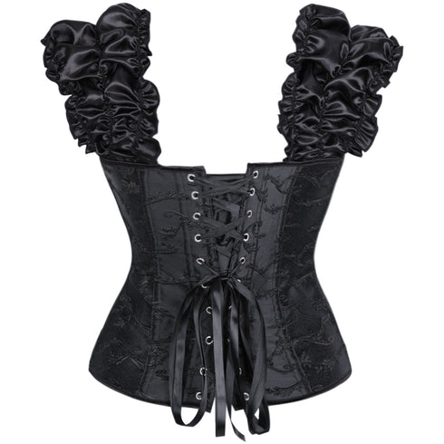 Victorian Classic Decent princess Embroidery Overbust Corset With Pleated Sleeves