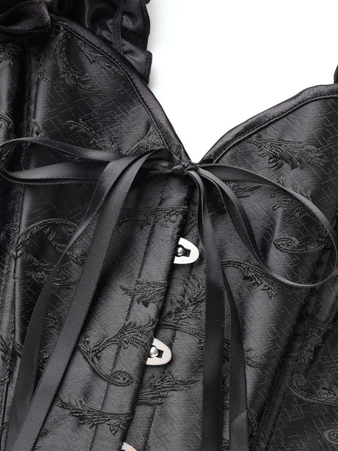 Victorian Classic Decent princess Embroidery Overbust Corset With Pleated Sleeves