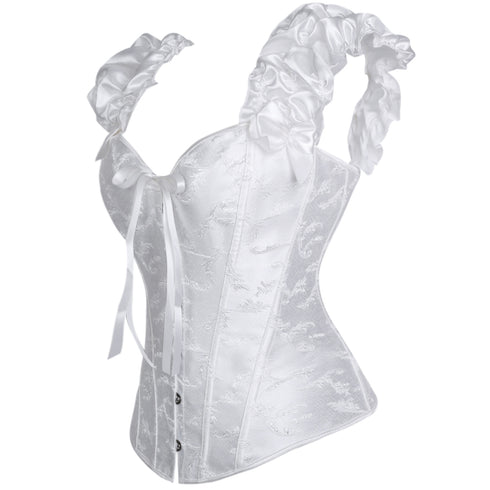 Victorian Classic Decent princess Embroidery Overbust Corset With Pleated Sleeves