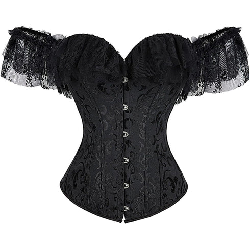 Women Corset Top with Lace Sleeve Bustier Waist Cincher Costume Tops