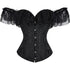 Women Corset Top with Lace Sleeve Bustier Waist Cincher Costume Tops