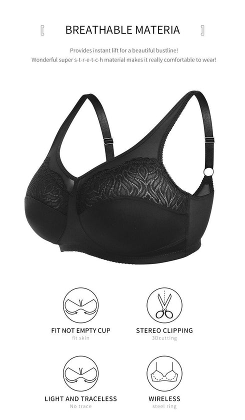 Women Deep Cup Bra Plus Size Fat Full Back Coverage Bra with Push Up Bras