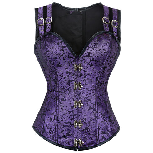 Women Double Buckle Straps Steampunk Corset