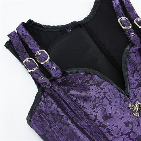 Women Double Buckle Straps Steampunk Corset
