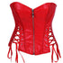Women Faux Leather Gothic Punk Zipper Corset Bustier with Skirt