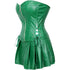 Women Faux Leather Gothic Punk Zipper Corset Bustier with Skirt