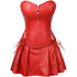 Women Faux Leather Gothic Punk Zipper Corset Bustier with Skirt