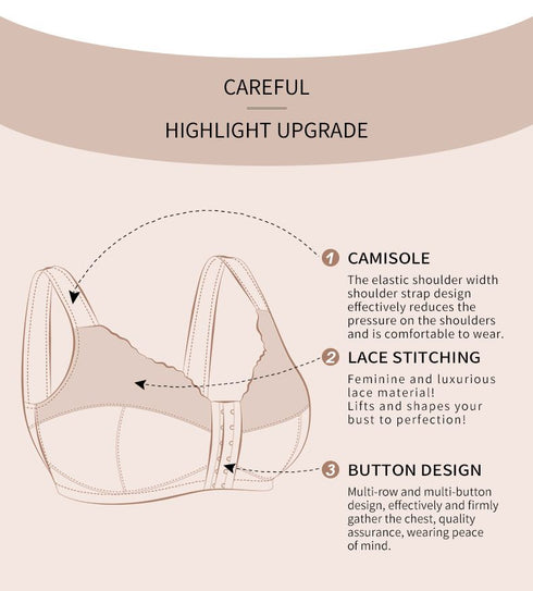 Women Full-Freedom Comfort Front Closure Bra Wireless with Hook and Eye