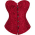 Women Plus Size Lace Up Back Floral Corset Bustier Top
