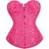Women Plus Size Lace Up Back Floral Corset Bustier Top
