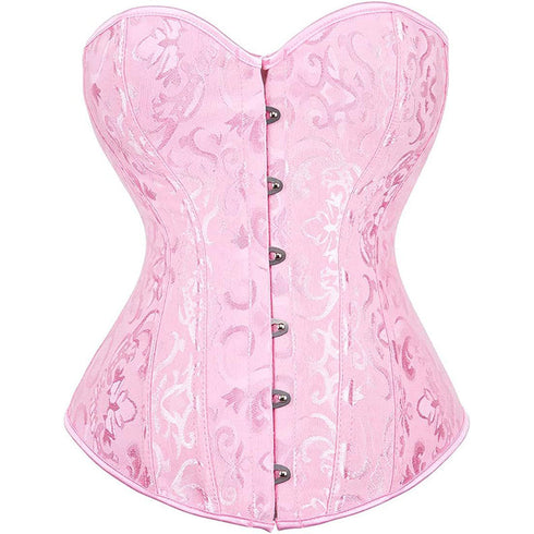 Women Plus Size Lace Up Back Floral Corset Bustier Top