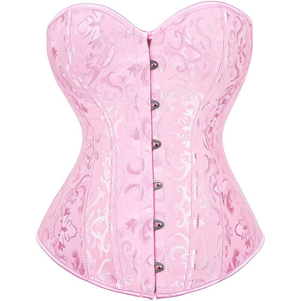 Women Plus Size Lace Up Back Floral Corset Bustier Top
