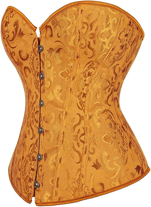 Women Plus Size Lace Up Back Floral Corset Bustier Top
