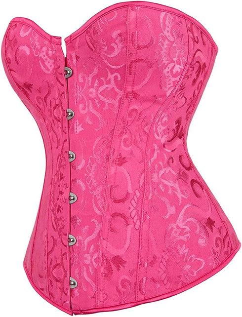 Women Plus Size Lace Up Back Floral Corset Bustier Top