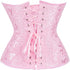 Women Plus Size Lace Up Back Floral Corset Bustier Top