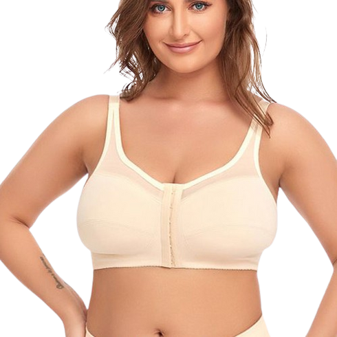 Women Plus Size Front Closure Posture Bra with Adjustable Straps Wirefree