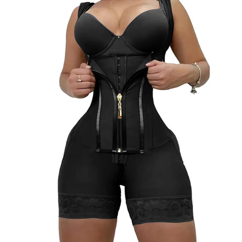 Women Shapewear Solid Color Zipper Girdle Butt Lifter Shaper Waist Trainer Bodysuit