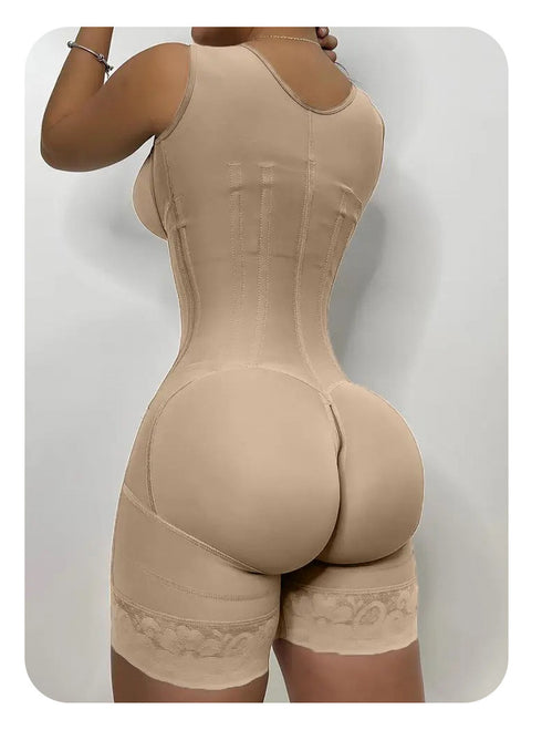 Women Shapewear Solid Color Zipper Girdle Butt Lifter Shaper Waist Trainer Bodysuit