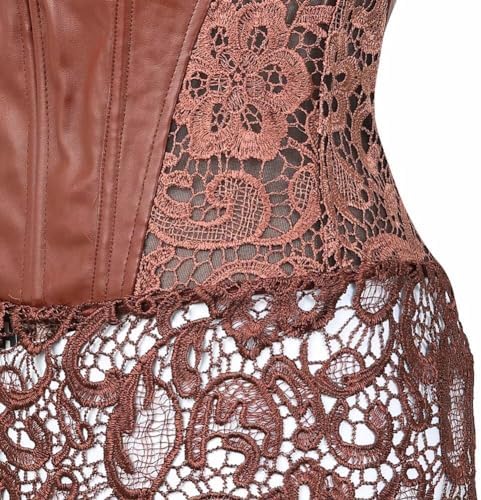 Women Steampunk Faux Leather Bustier Sexy Corset Dress