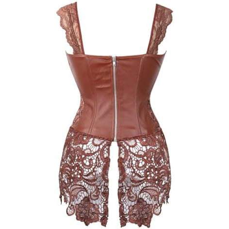 Women Steampunk Faux Leather Bustier Sexy Corset Dress