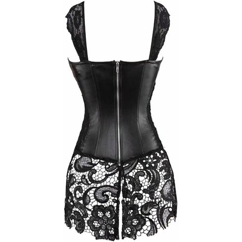 Women Steampunk Faux Leather Bustier Sexy Corset Dress