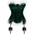 Women's Christmas Feather Velvet Santa Costume Bustier Corset Top Garter
