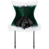 Women's Christmas Feather Velvet Santa Costume Bustier Corset Top Garter