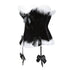 Women's Christmas Feather Velvet Santa Costume Bustier Corset Top Garter
