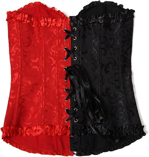 Women's Corset Bustier Top Sexy Lingerie Sets Black Red Overbust