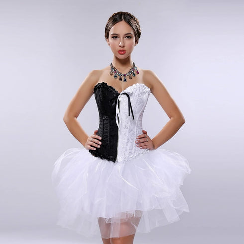Women's Corset Bustier Top Sexy Lingerie Sets Black Red Overbust
