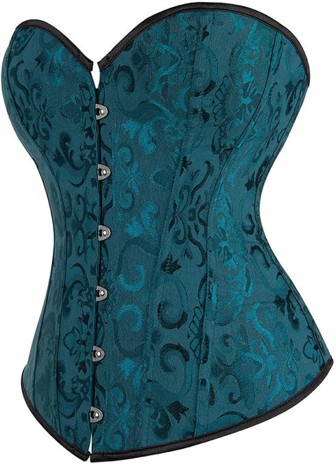 Women Plus Size Lace Up Back Floral Corset Bustier Top