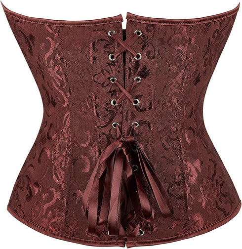 Women's Corset Top Bustier Waist Cincher Jacquard Costume Tops