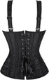 Women's Gothic Jacquard Shoulder Straps Tank Overbust Corset Bustiers