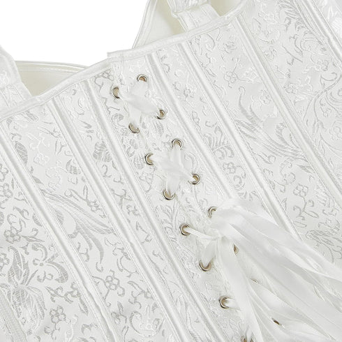 Women's Gothic Jacquard Shoulder Straps Tank Overbust Corset Bustiers