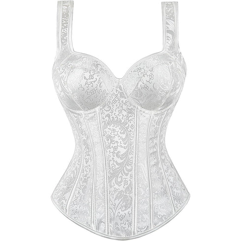 Women's Gothic Jacquard Shoulder Straps Tank Overbust Corset Bustiers