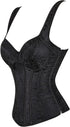 Women's Gothic Jacquard Shoulder Straps Tank Overbust Corset Bustiers