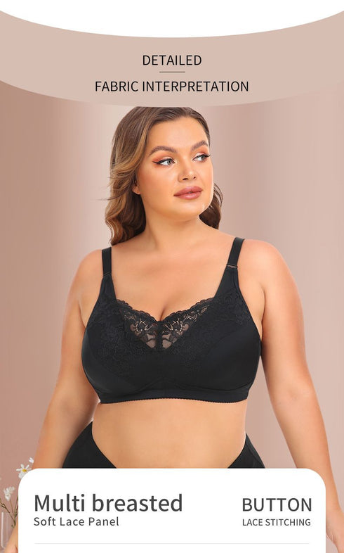 Women's Plus Size Lace Bra Super Soft Wireless Lightly Lined Comfort Bra