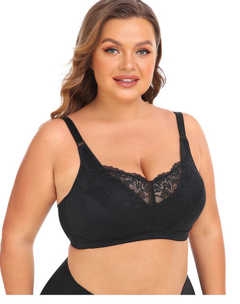 Women's Plus Size Lace Bra Super Soft Wireless Lightly Lined Comfort Bra