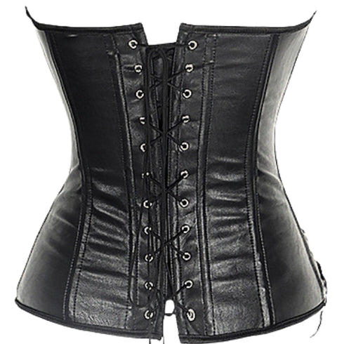 Women's Steampunk Faux Leather Corset With Buckle-Up